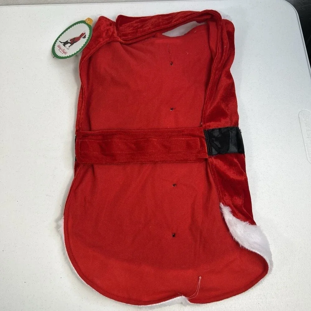 Merry & Bright L Large Christmas Santa Dog Cat Costume Holiday Apparel Hoodie‎